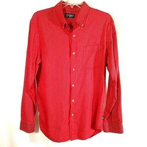 Men's Red Chaps Button Front Casual Pocket Long Sl